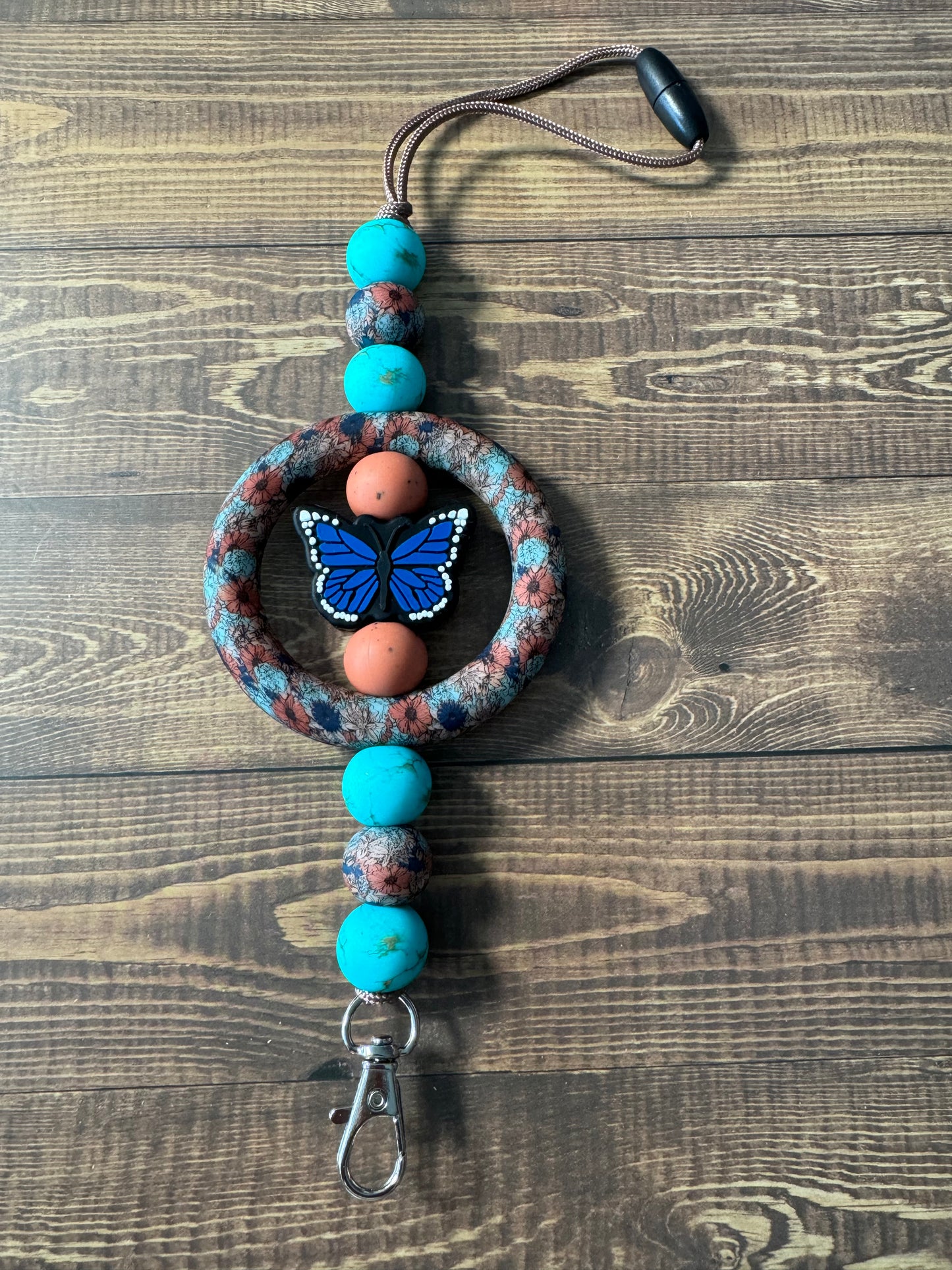 Blue Floral Butterfly XL Car Charm/Freshie Hangar