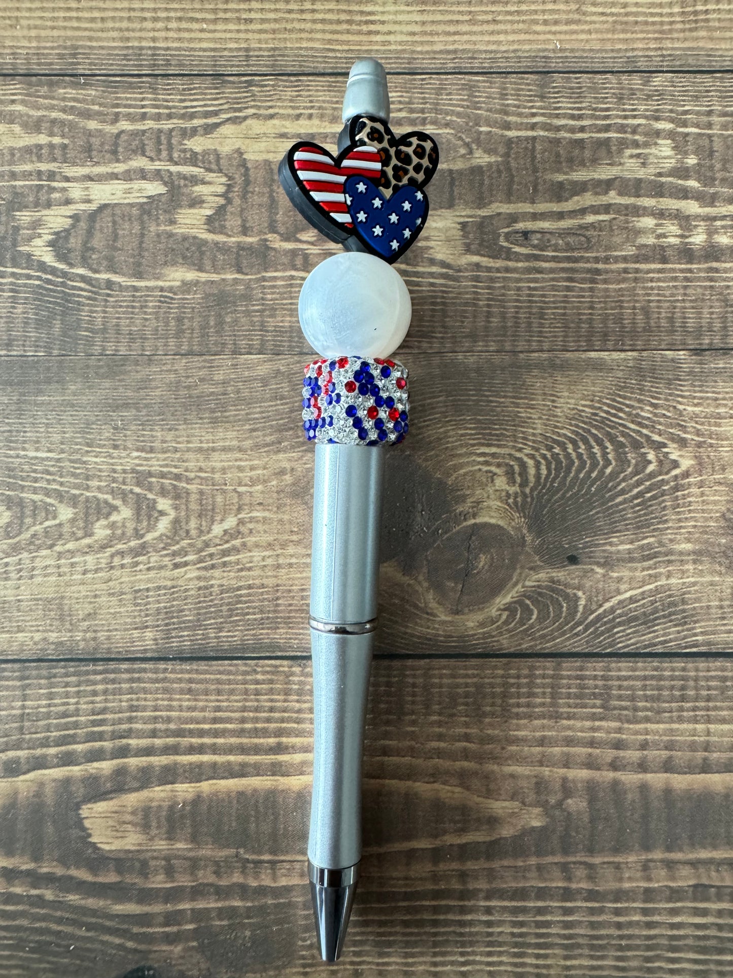 Flag Heart Multi-Bling Beaded Pen