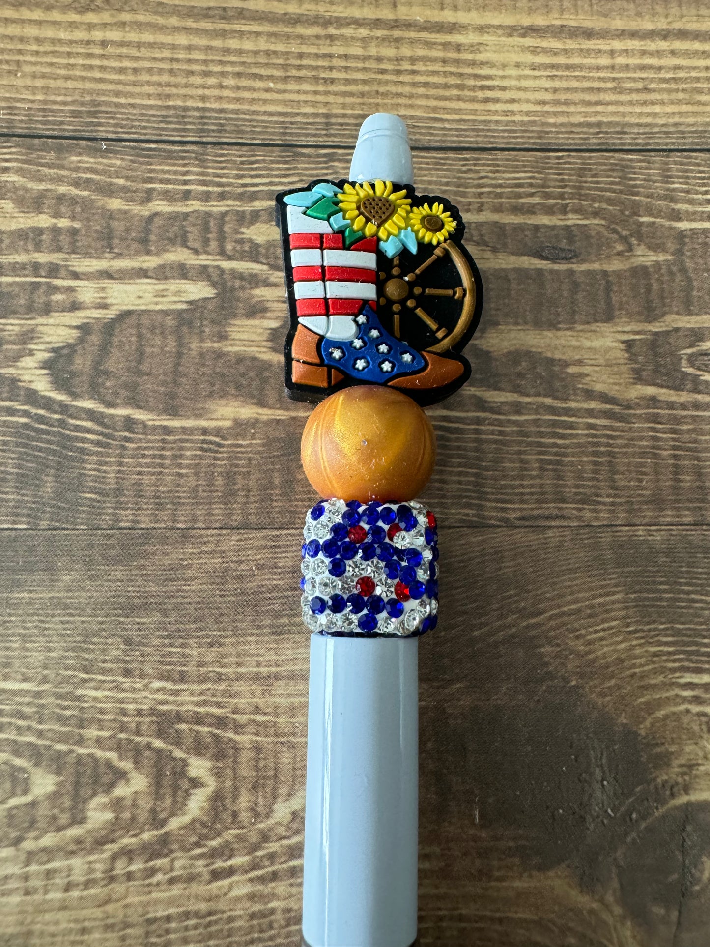 Flag Boot Beaded Pen