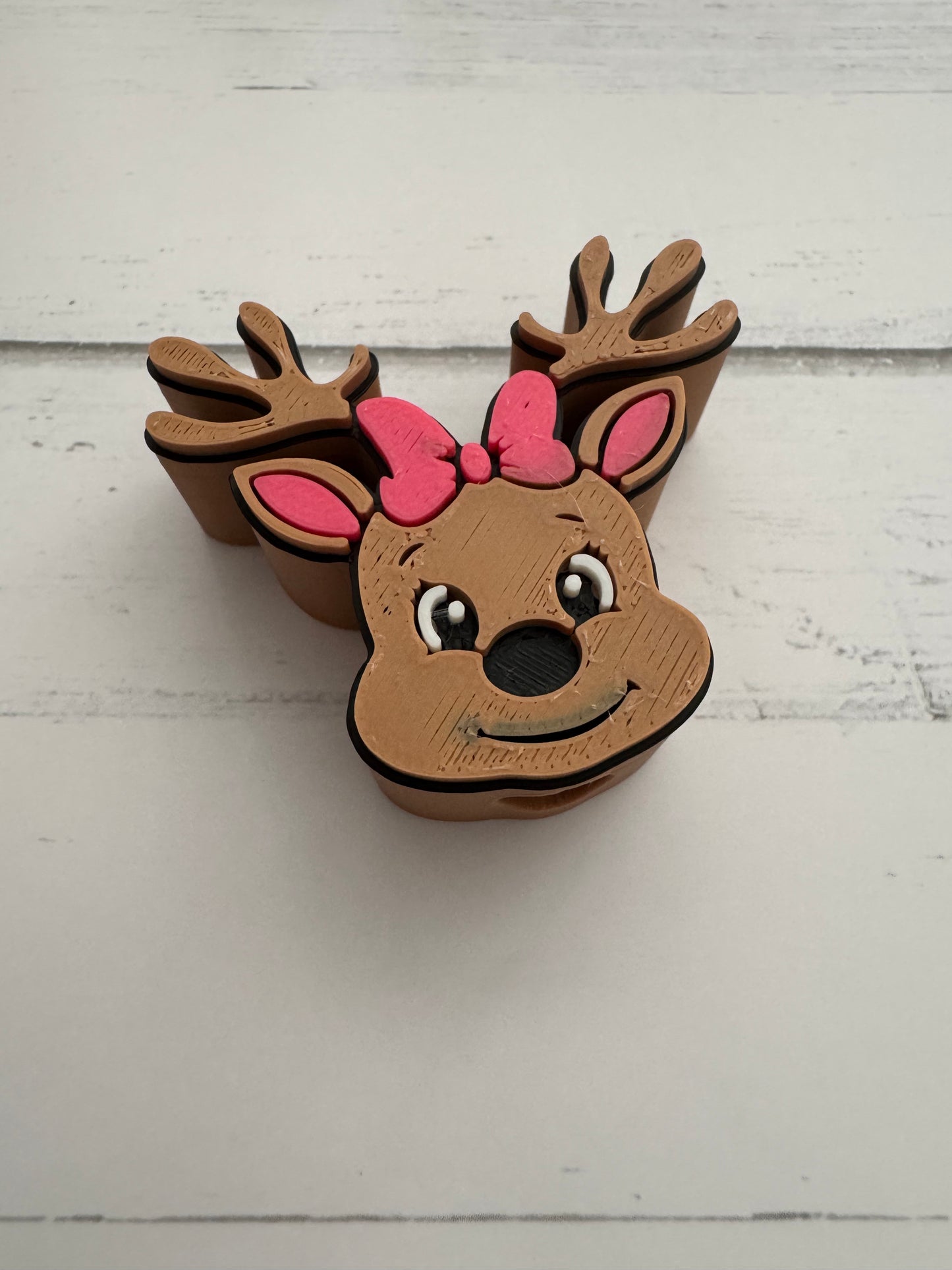 Reindeer Bow Straw Topper