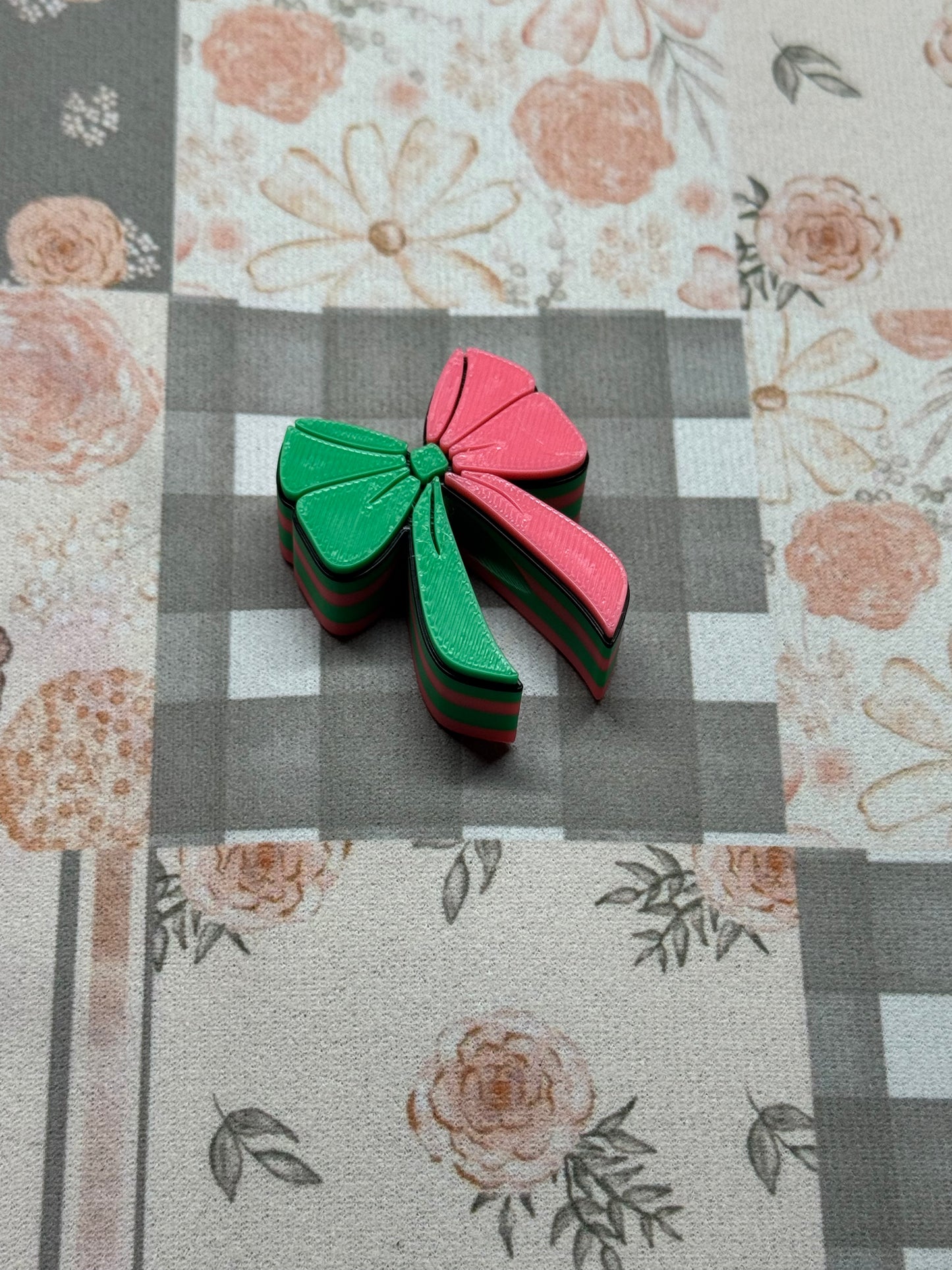 Pink and Green Bow Straw Topper