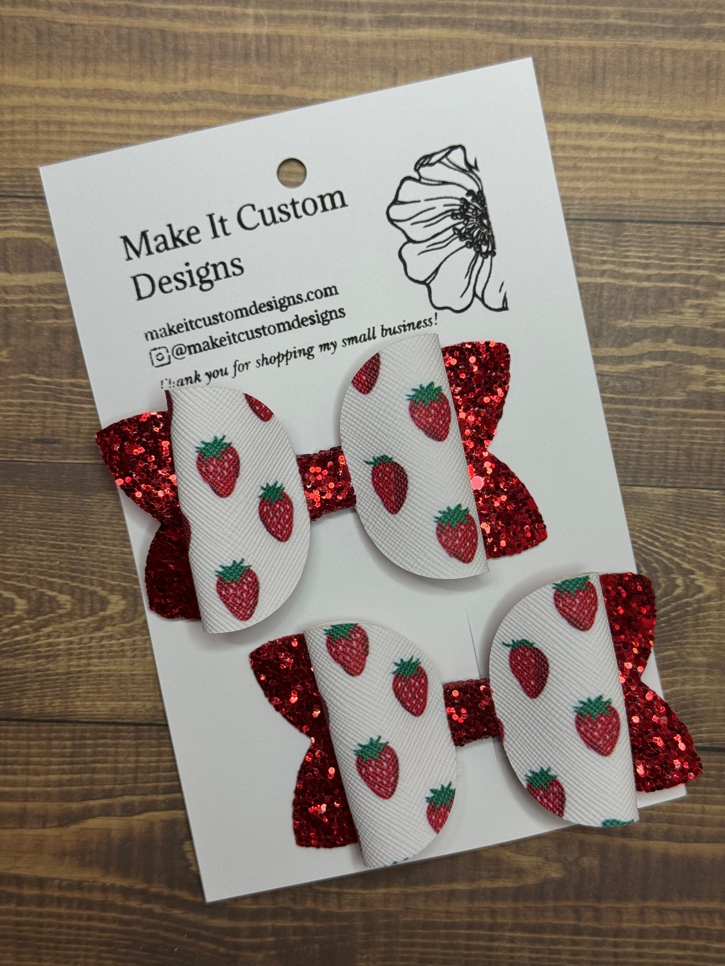 Strawberry Aylin Bow (Set of 2)