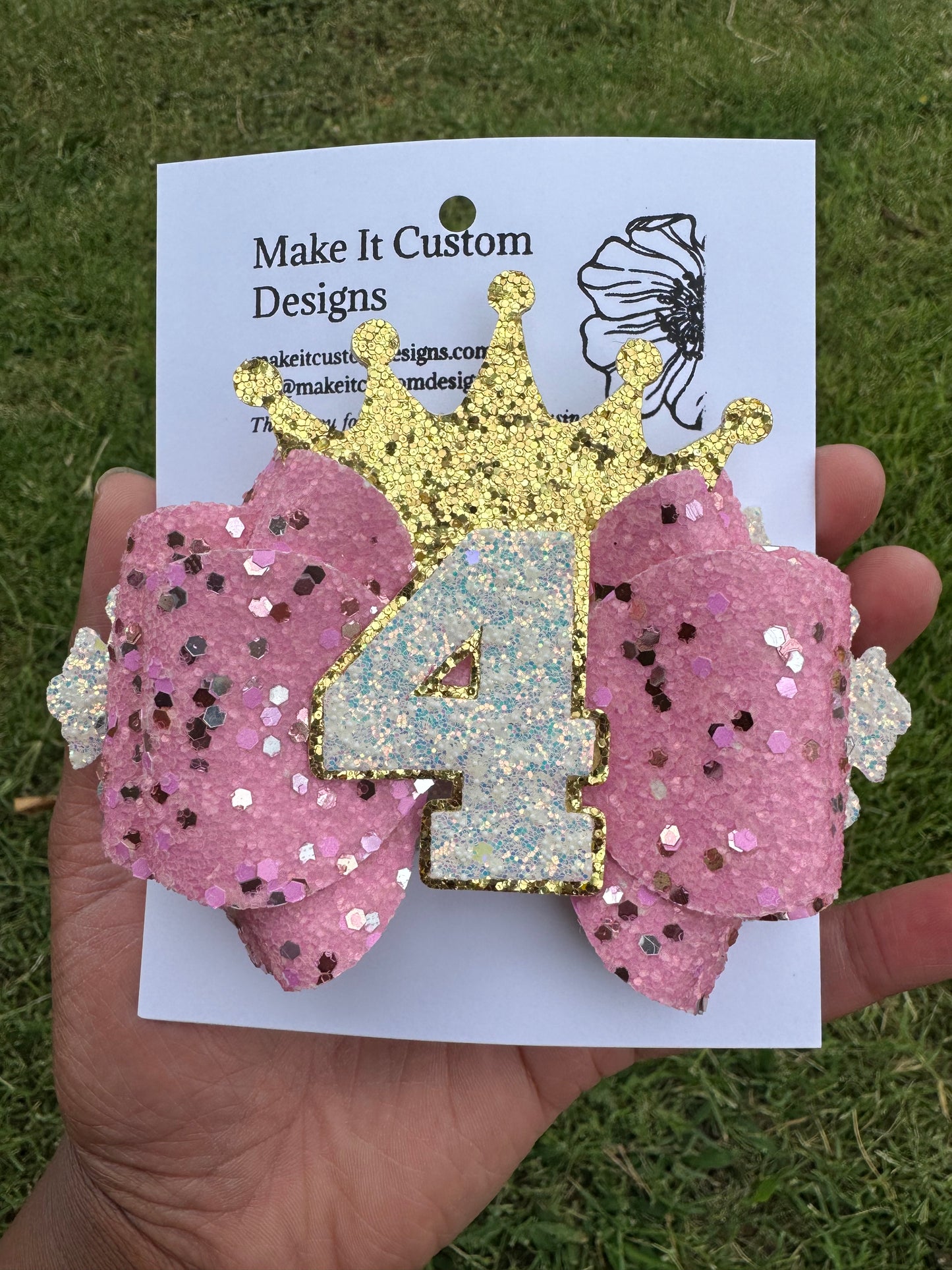 Princess Crown Birthday Bow