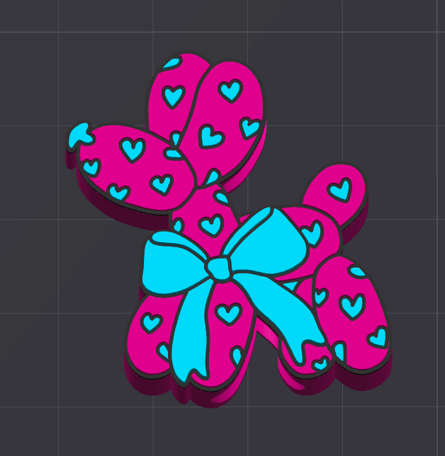Heart Balloon Dog Straw Topper