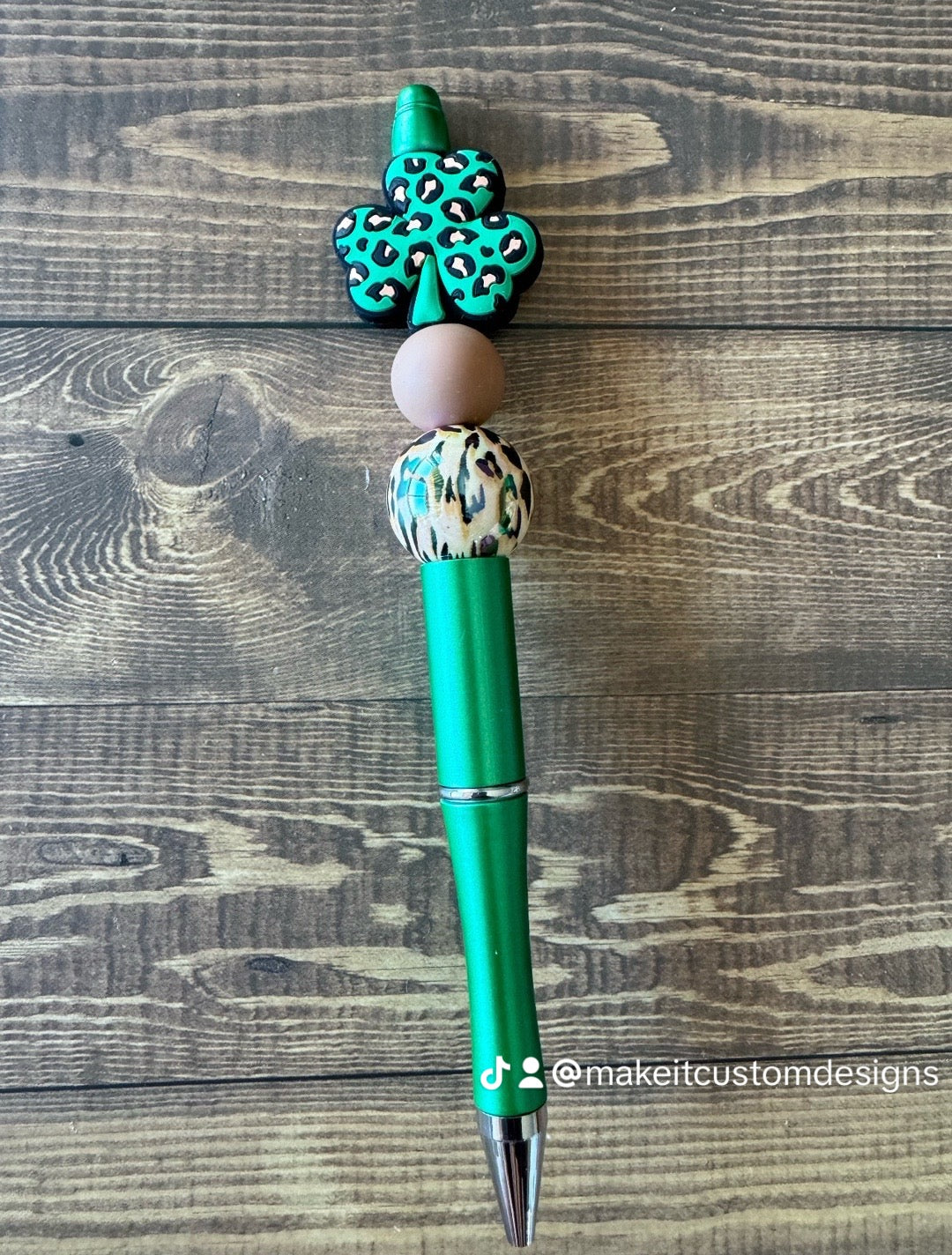 Lucky Shamrock Beaded Pen