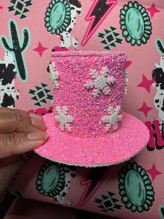 Pink Christmas Snowflake Hair Bow