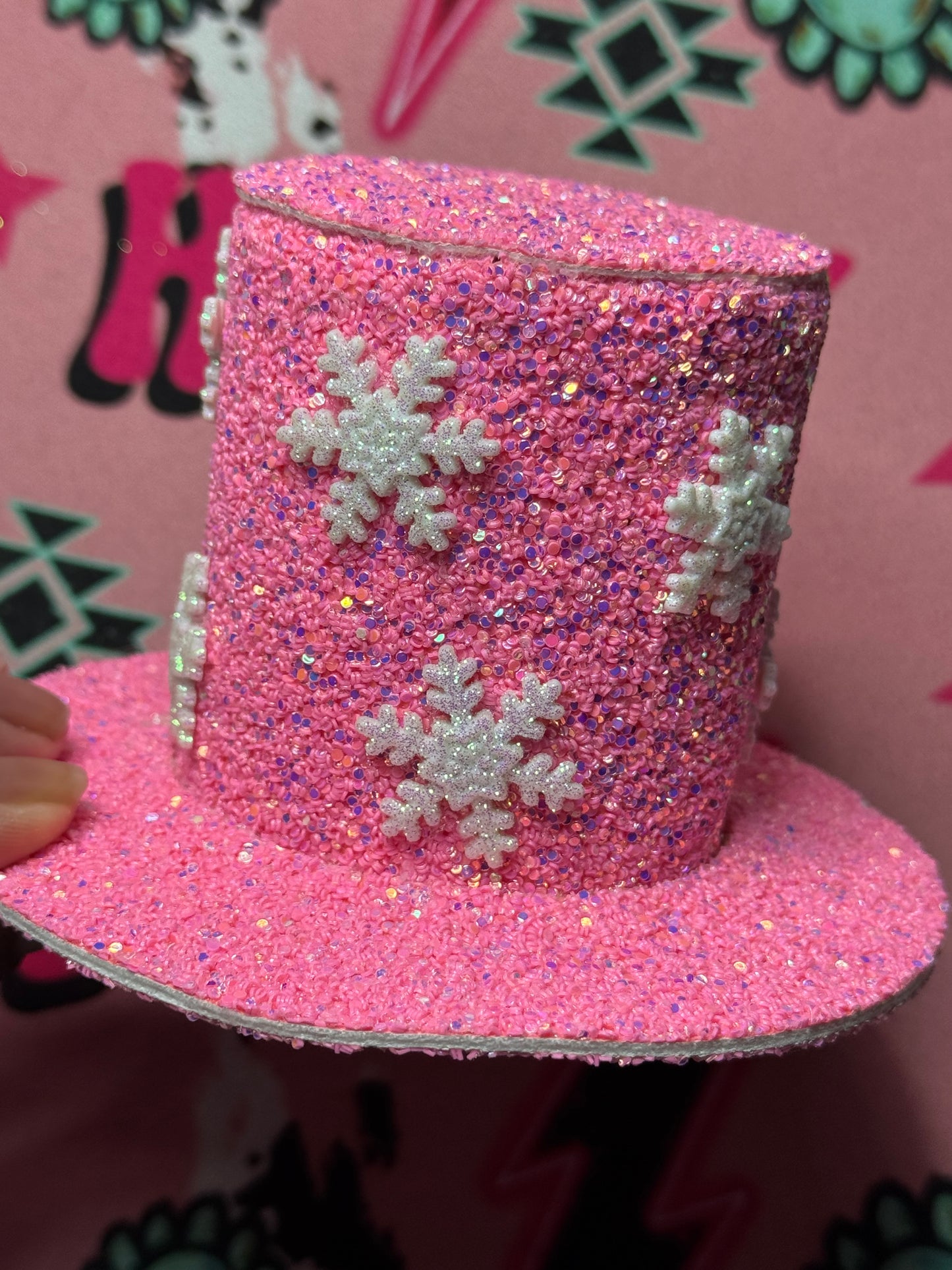 Pink Christmas Snowflake Hair Bow