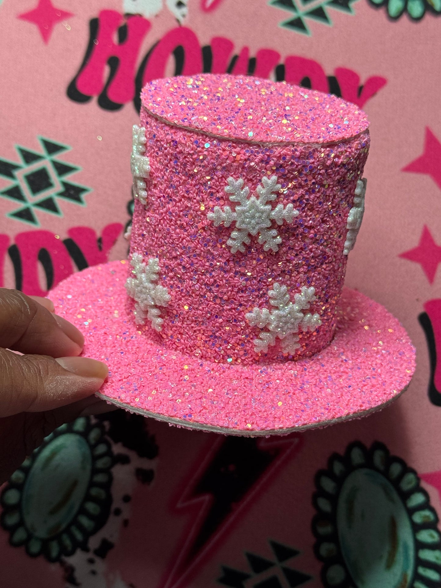 Pink Christmas Snowflake Hair Bow