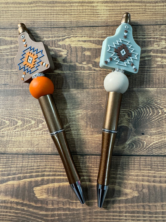 Aztec Cow Tag Pen