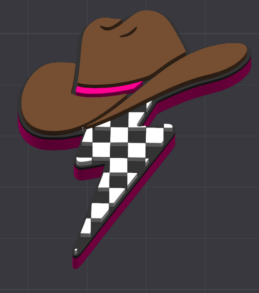 Cowboy Hat Lightening Bolt Bow Charm