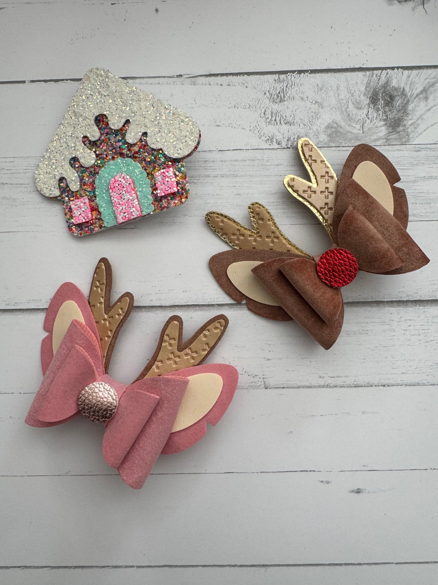 Reindeer/Gingerbread Hair Clips