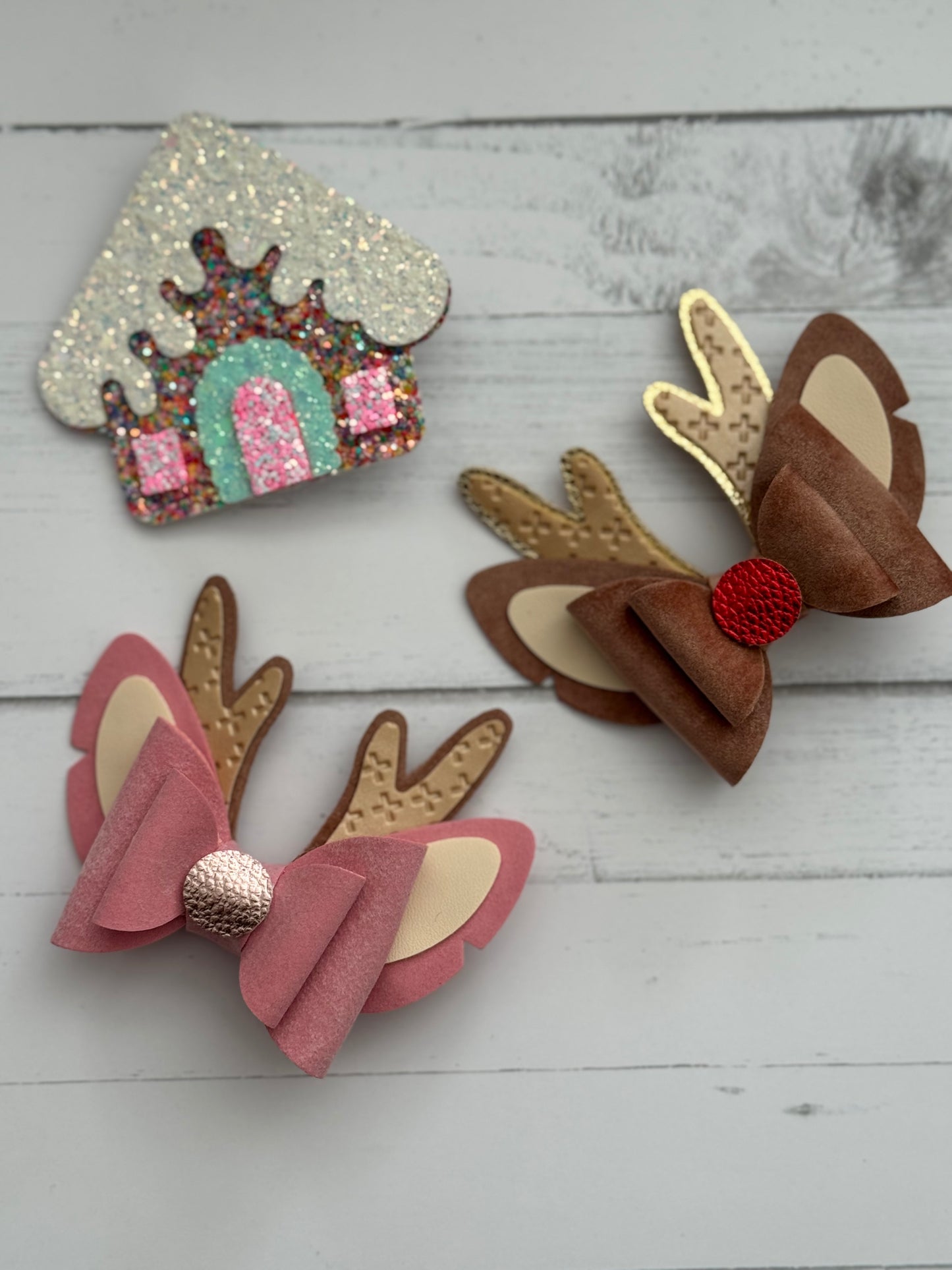 Reindeer/Gingerbread Hair Clips