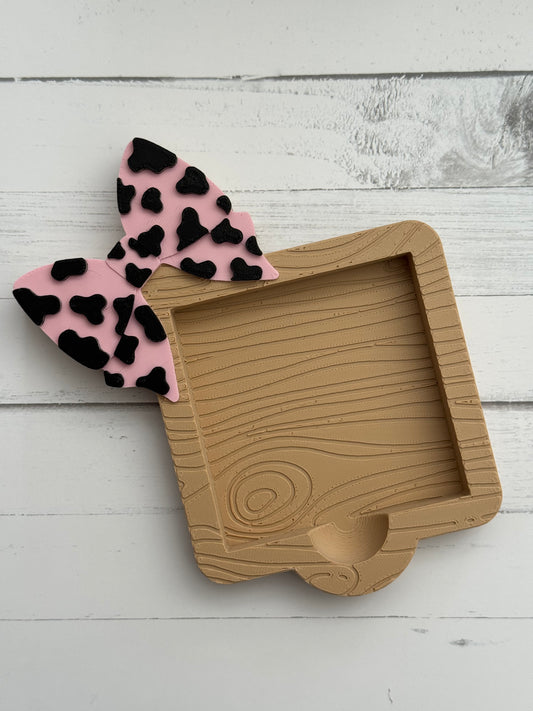 Cow Print Bow Sticky Note Holder