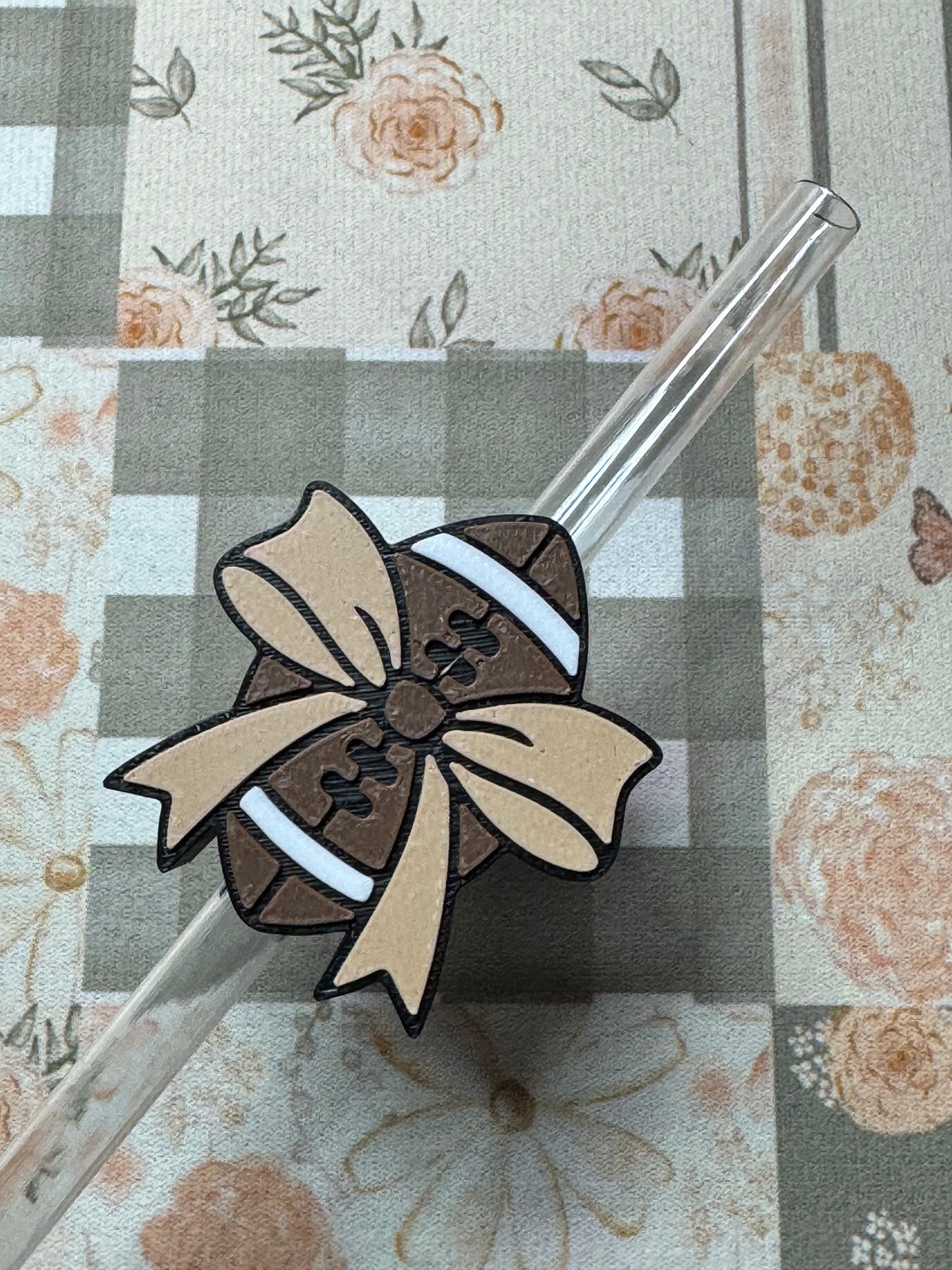 Bow Football Straw Topper