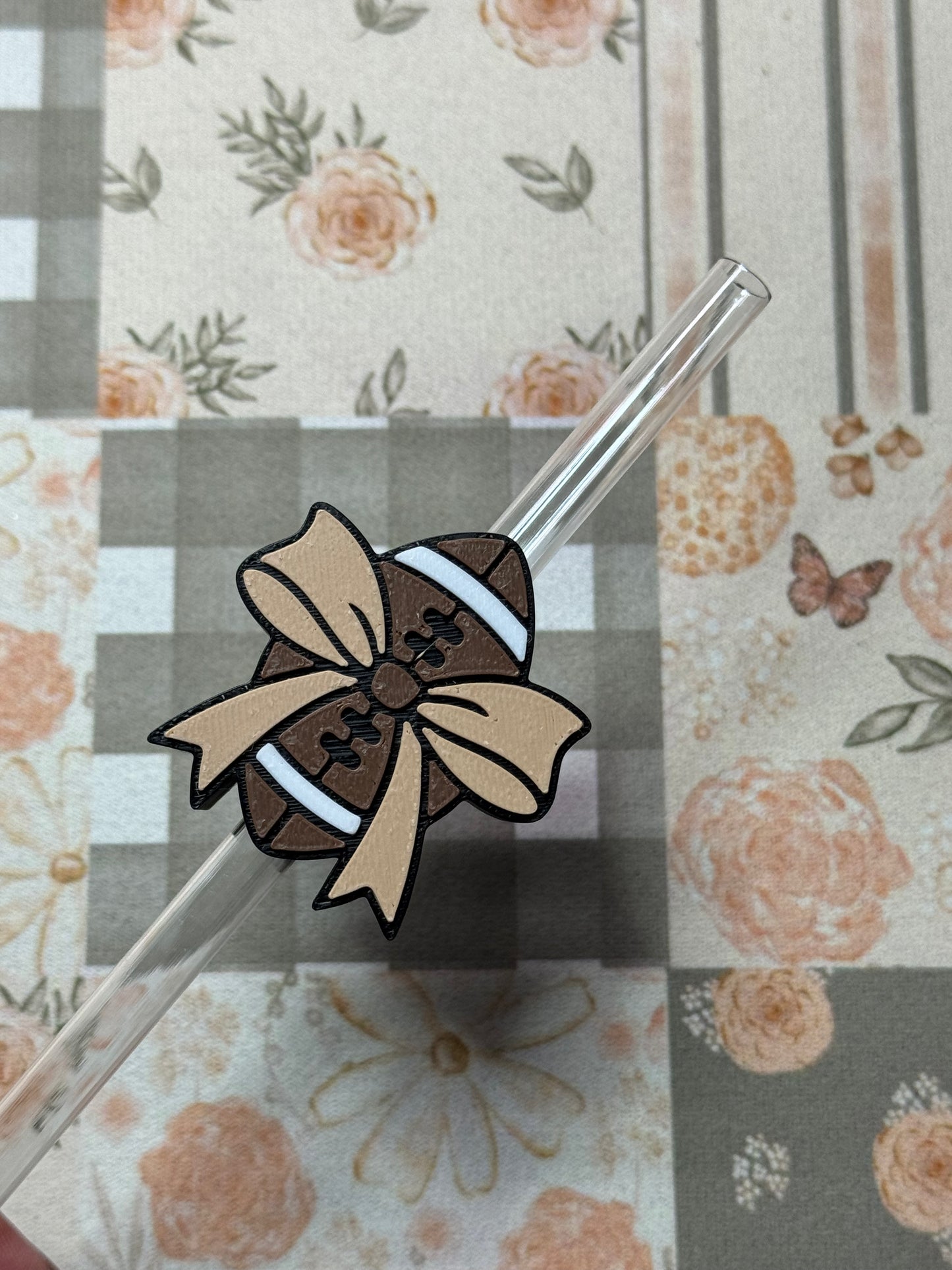 Bow Football Straw Topper