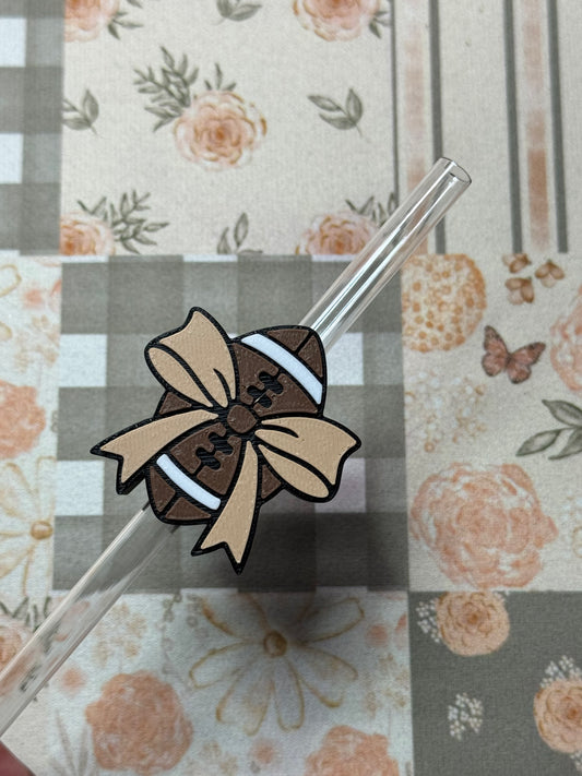 Bow Football Straw Topper