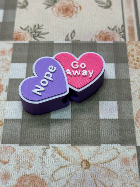 Nope Valentine Heart Straw Topper