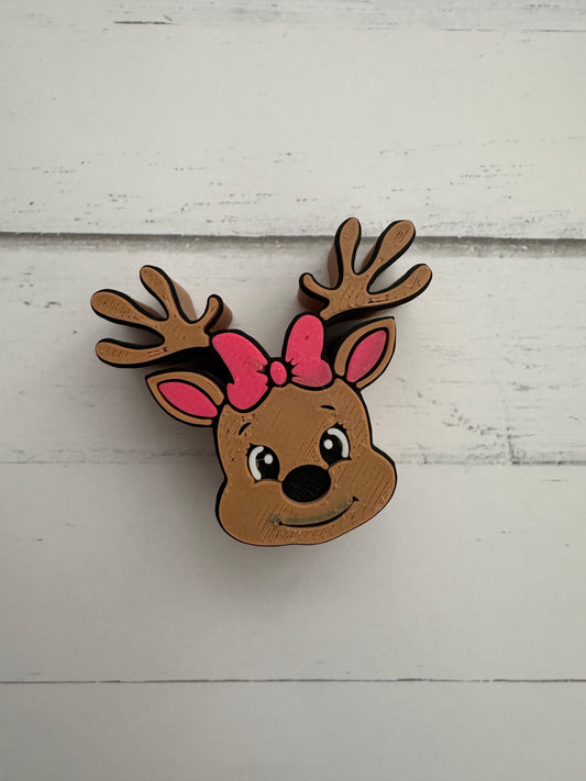 Reindeer Bow Straw Topper