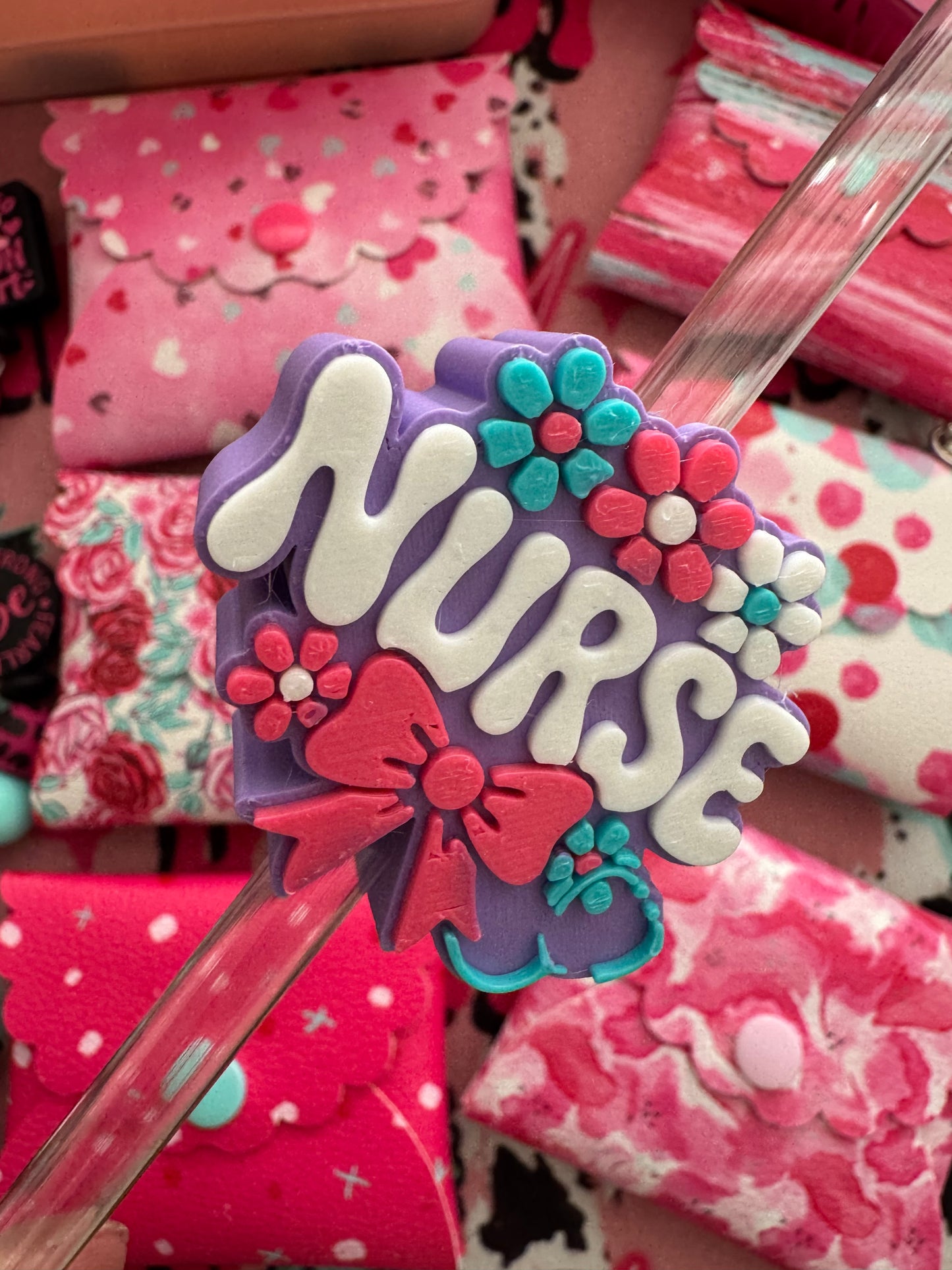 Floral Nurse Straw Topper