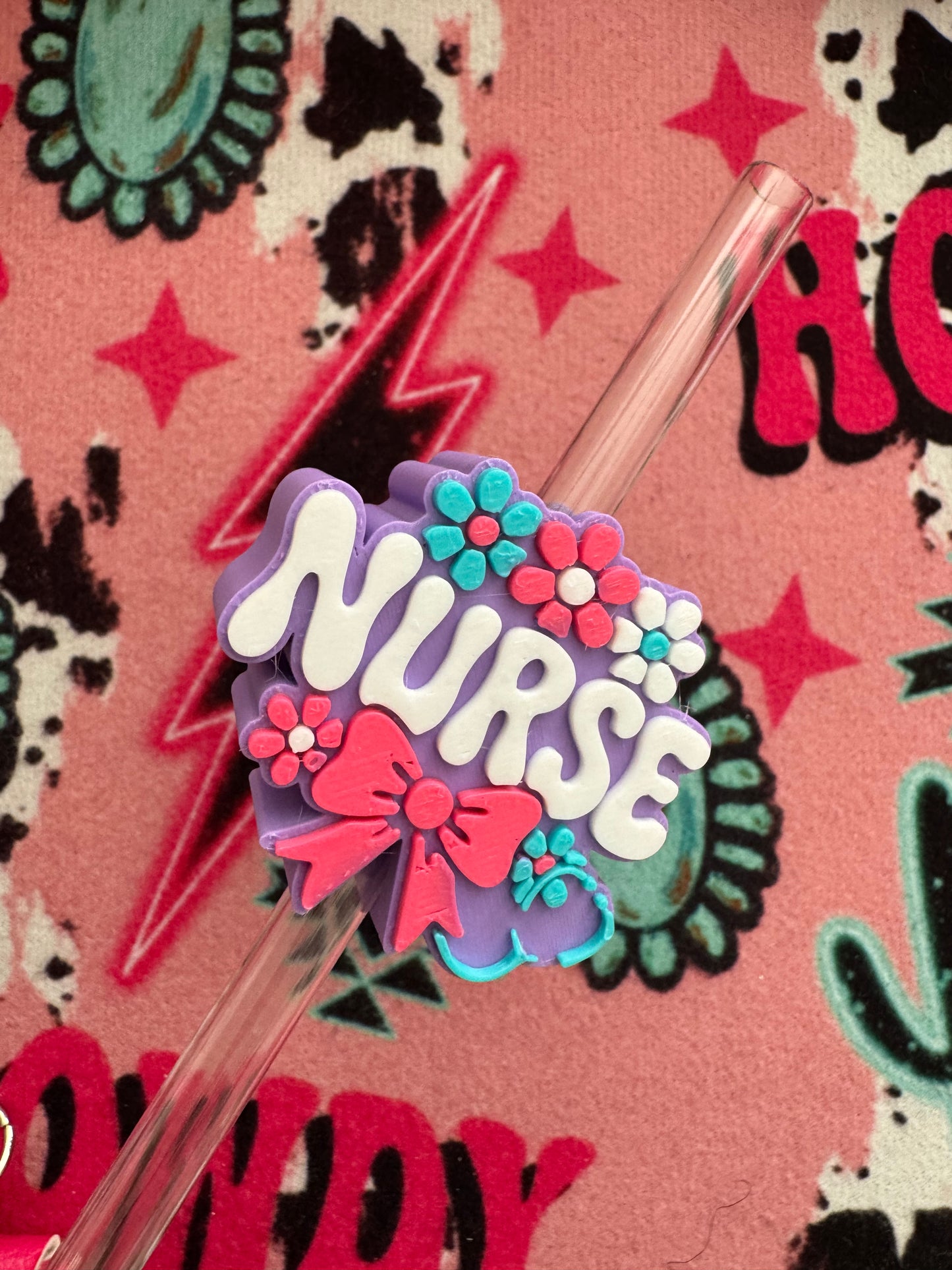 Floral Nurse Straw Topper