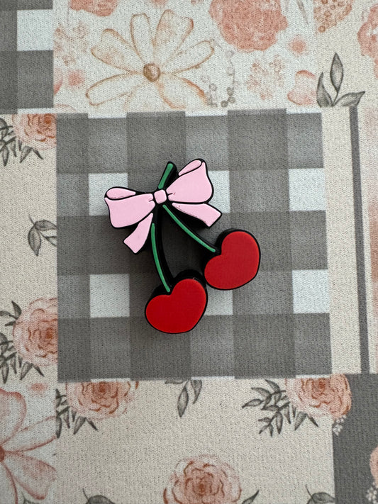 Heart Bow Cherries Straw Topper