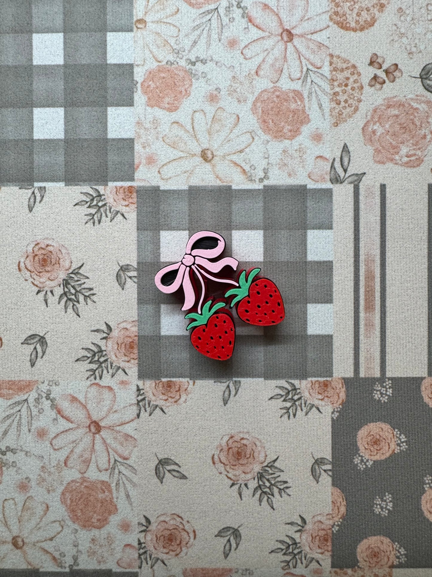 Strawberry Bow Cherries Straw Topper