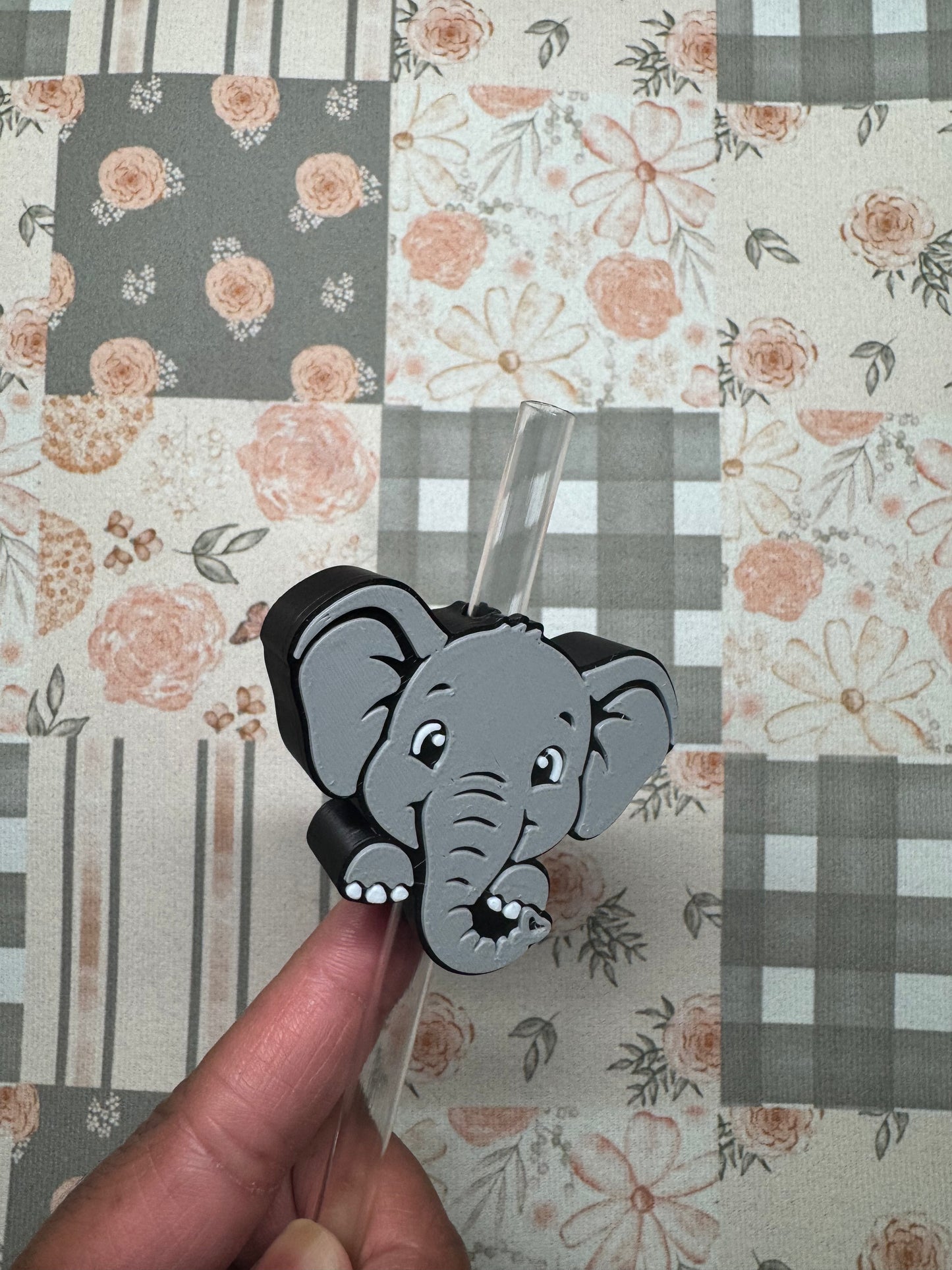 Cute Elephant Straw Topper