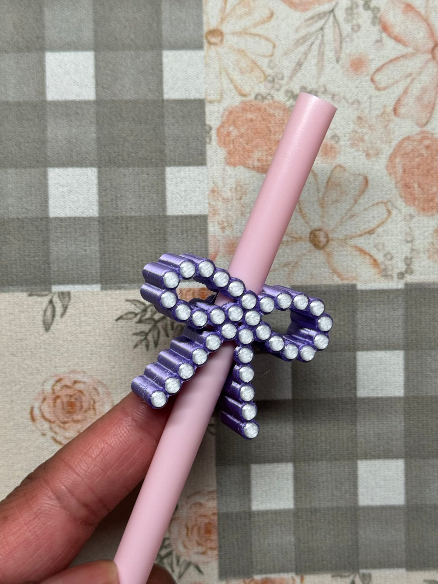 Pearly Coquette Bow Straw Topper