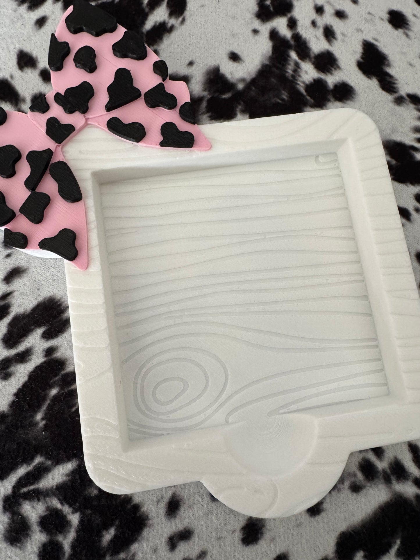 Cow Print Bow Sticky Note Holder