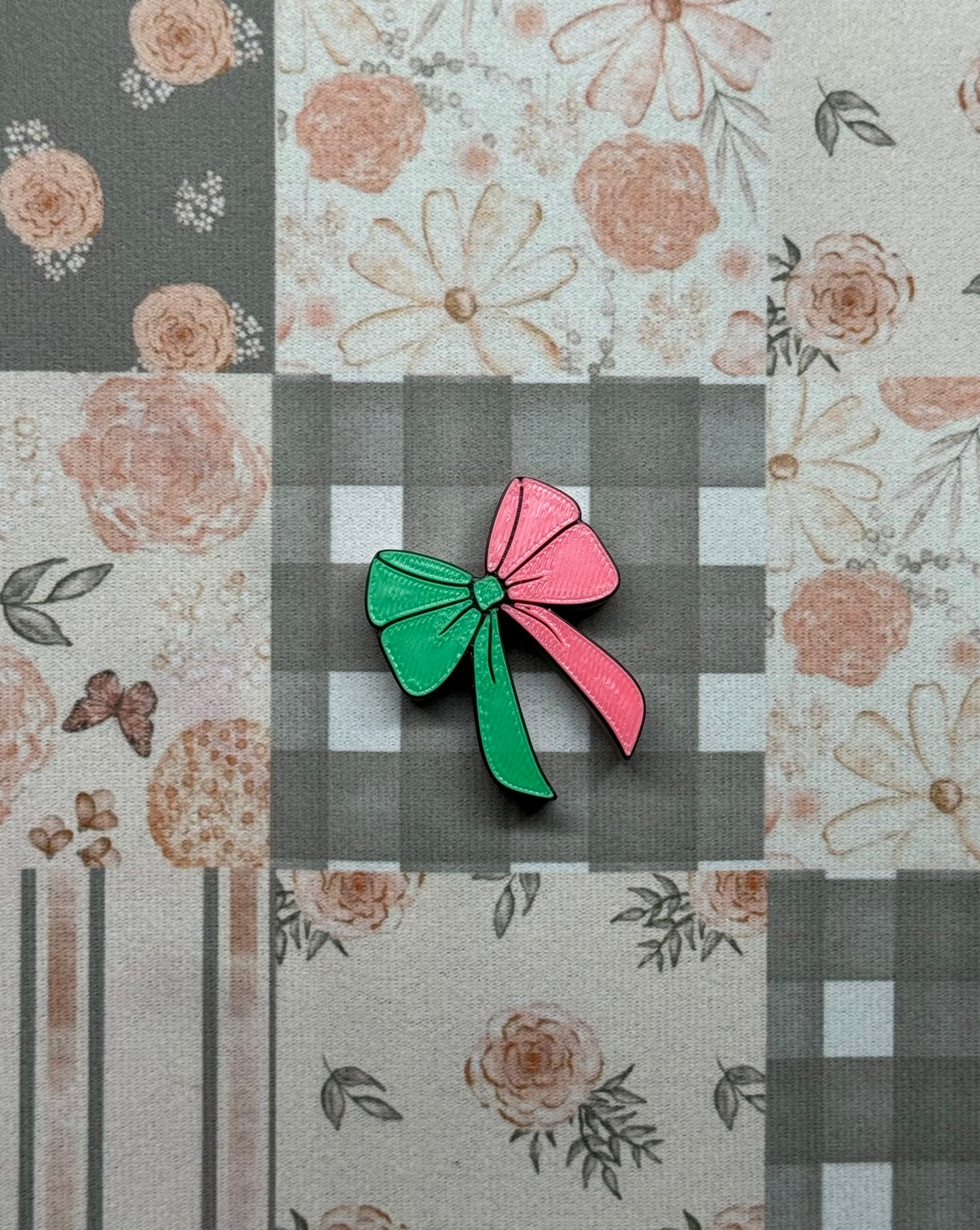 Pink and Green Bow Straw Topper