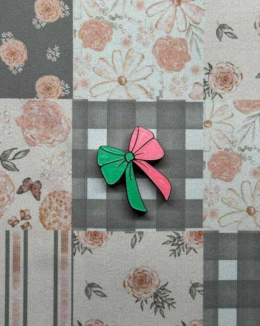 Pink and Green Bow Straw Topper