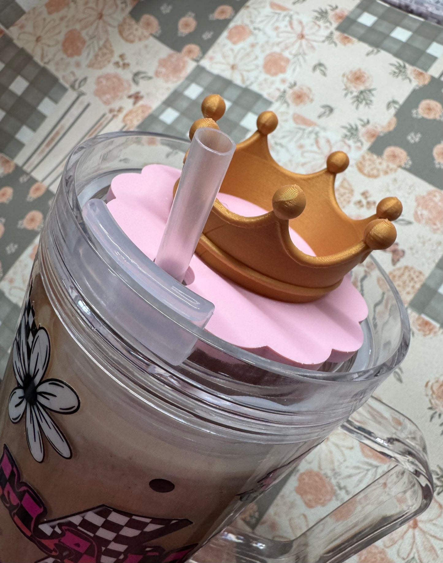 Crown Cup Lid Straw Topper