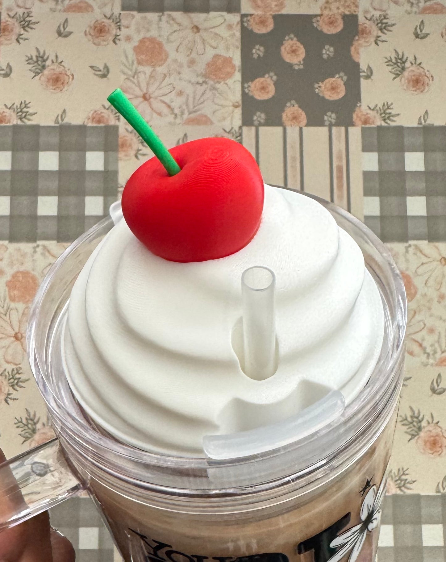Whipped Cherry Lid Straw Topper