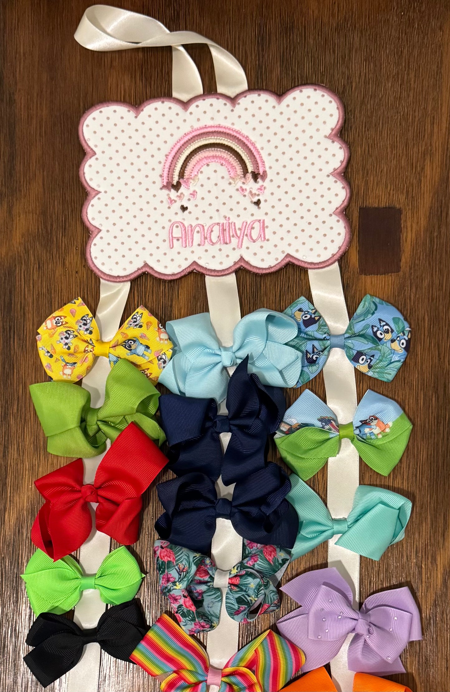 Custom Embroidered Hair Bow Holder