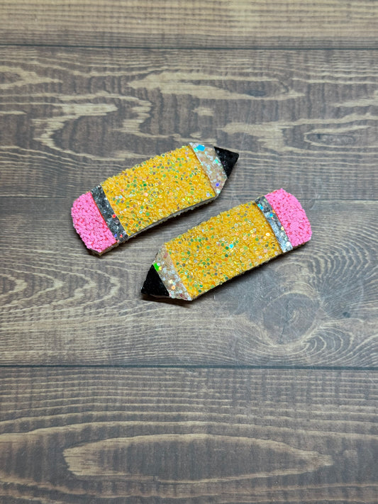 Pencil Bow Snap Clips  (Set of 2)