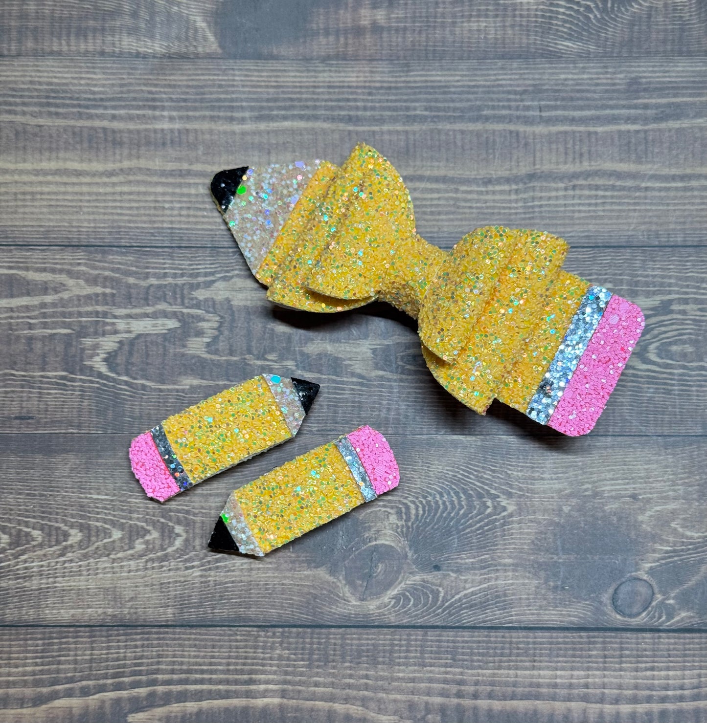 Pencil Bow Snap Clips  (Set of 2)