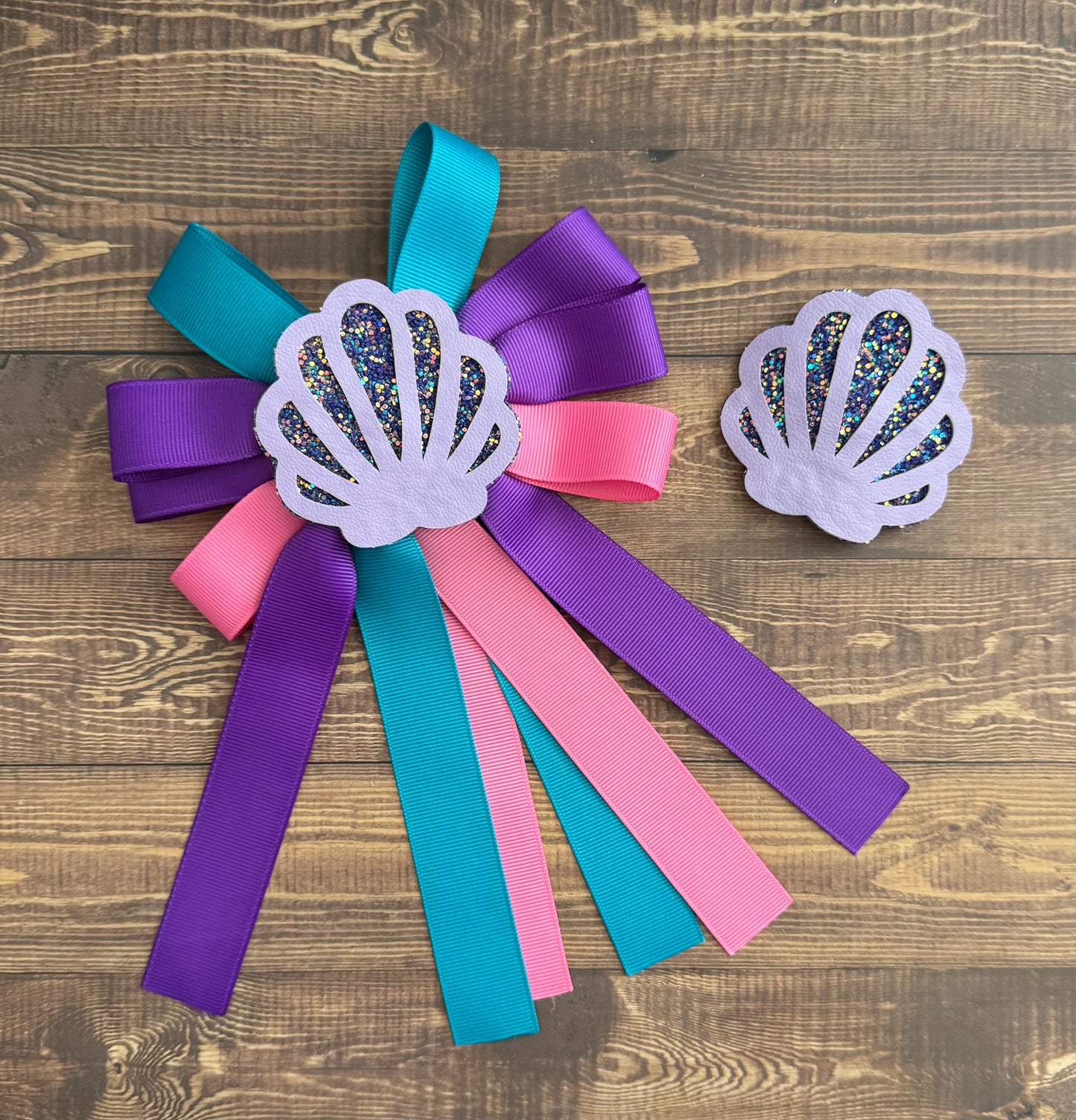 Mermaid Ribbon Bow & Snap Clip Set