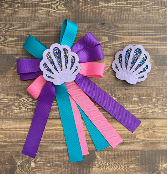 Mermaid Ribbon Bow & Snap Clip Set