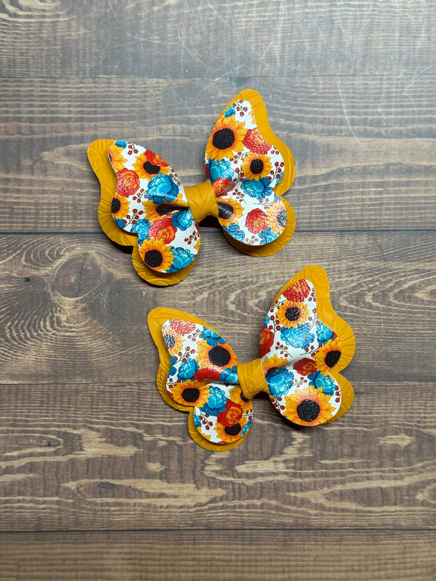 Sunflower Butterfly Pigtail Bow (Set of 2)