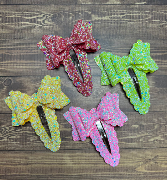 Chunky Glitter Snap Clip Bow