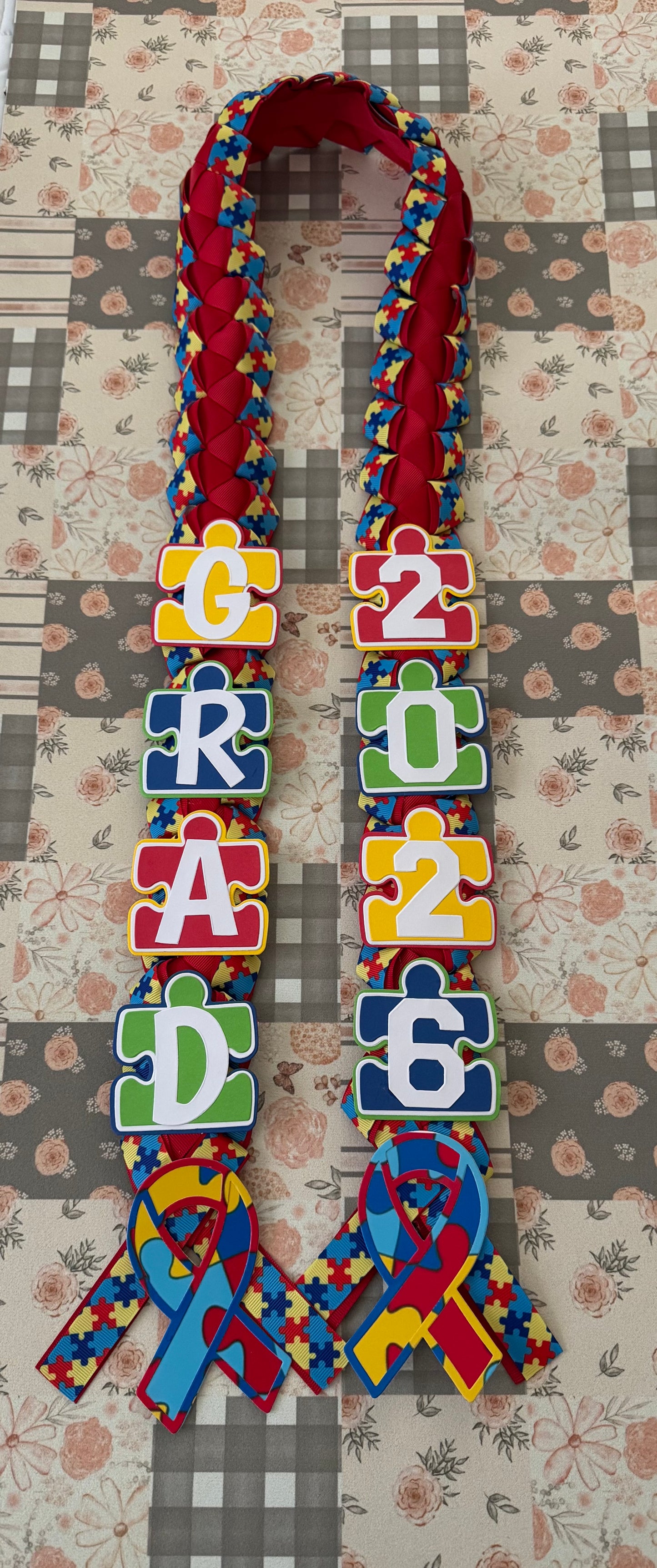 Autism Awareness Grad Lei