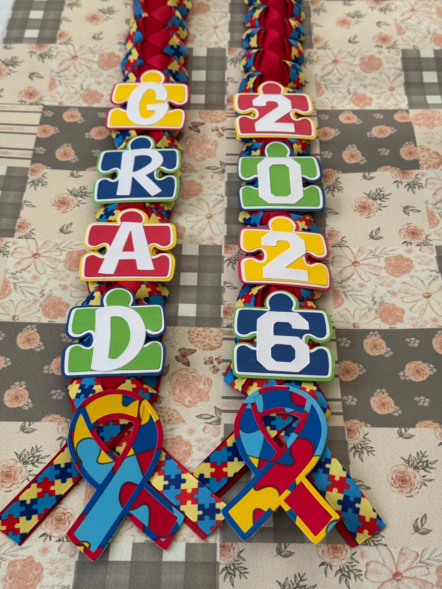 Autism Awareness Grad Lei
