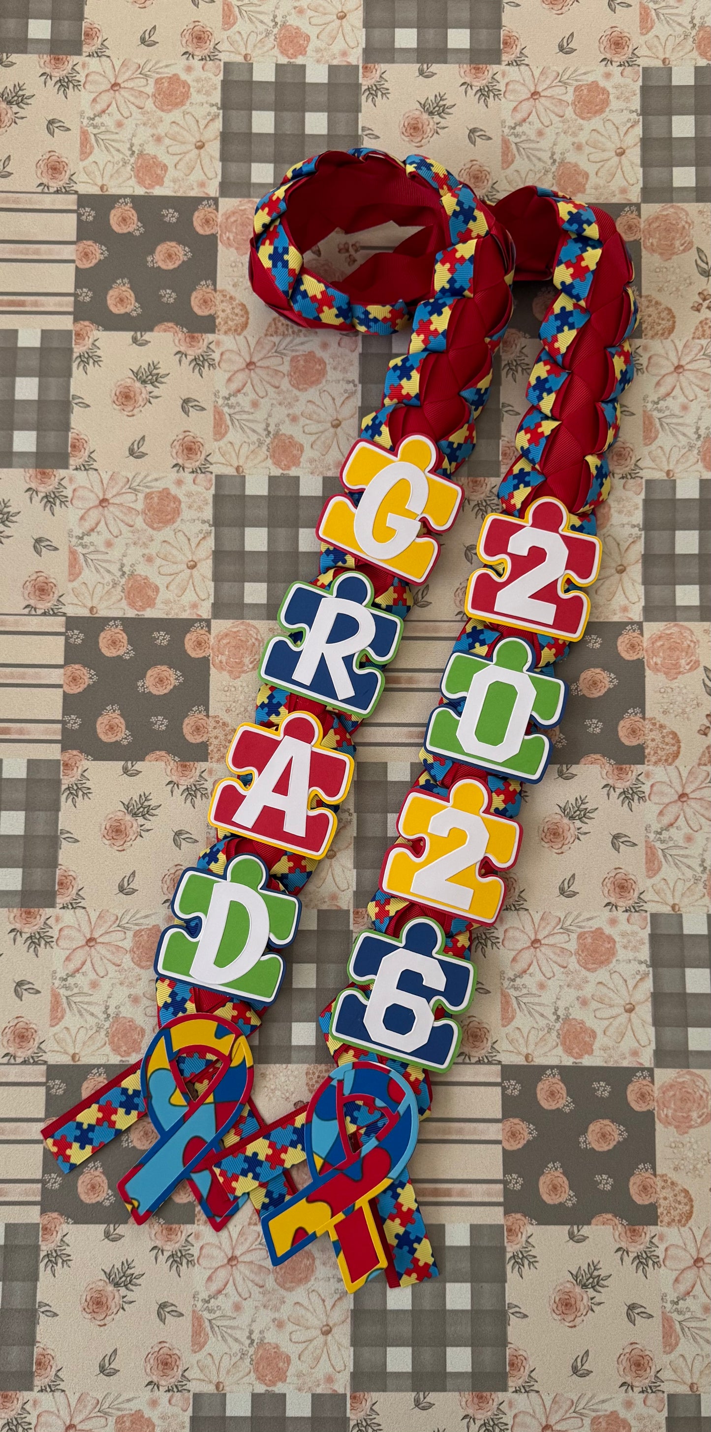 Autism Awareness Grad Lei