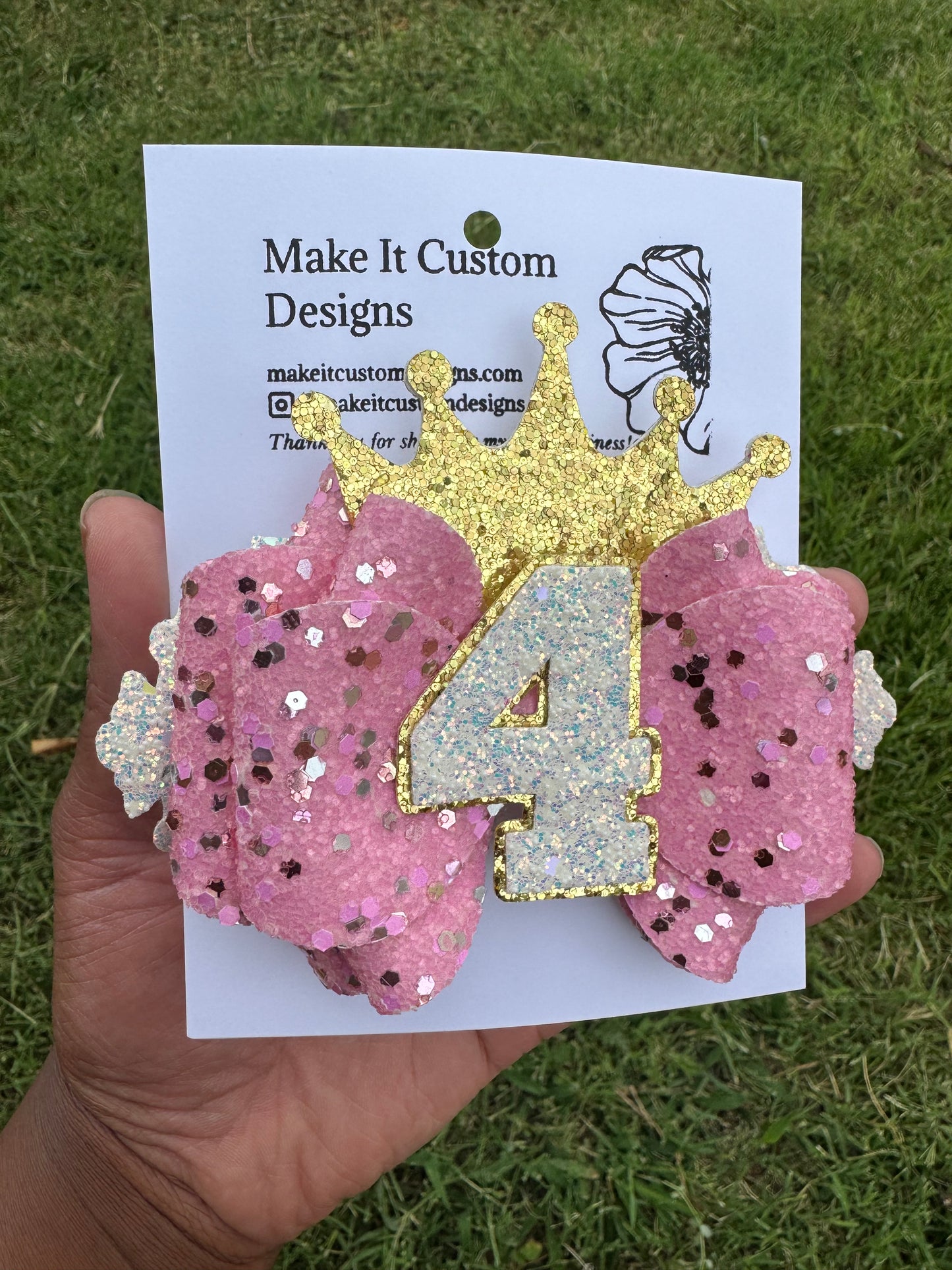 Princess Crown Birthday Bow