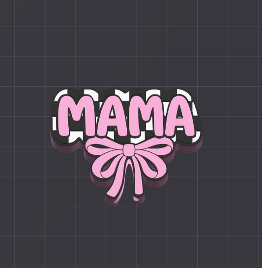 Mama Checkered Bow Straw Topper